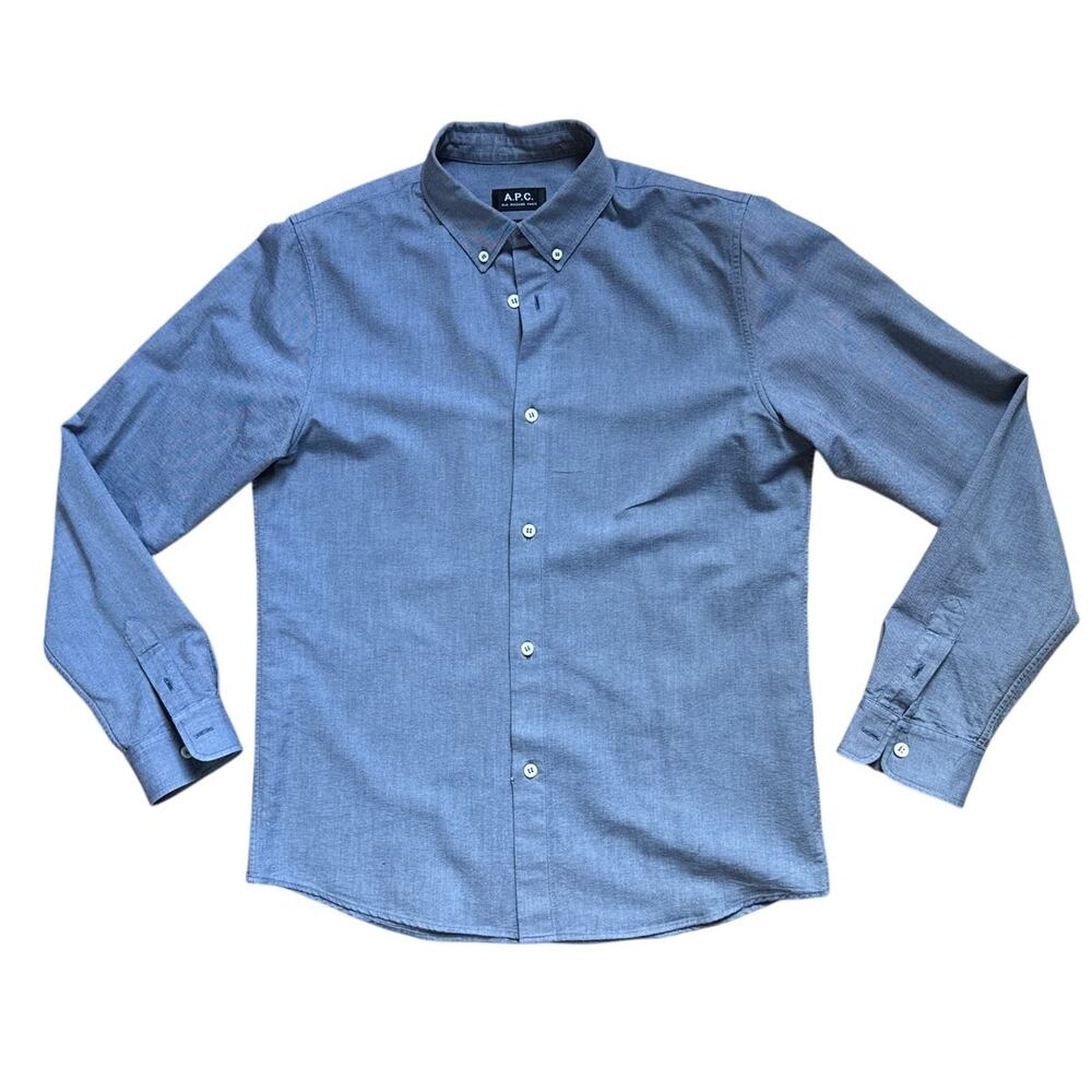 A.P.C. Men's Cotton Button Down Shirt Size Medium Blue